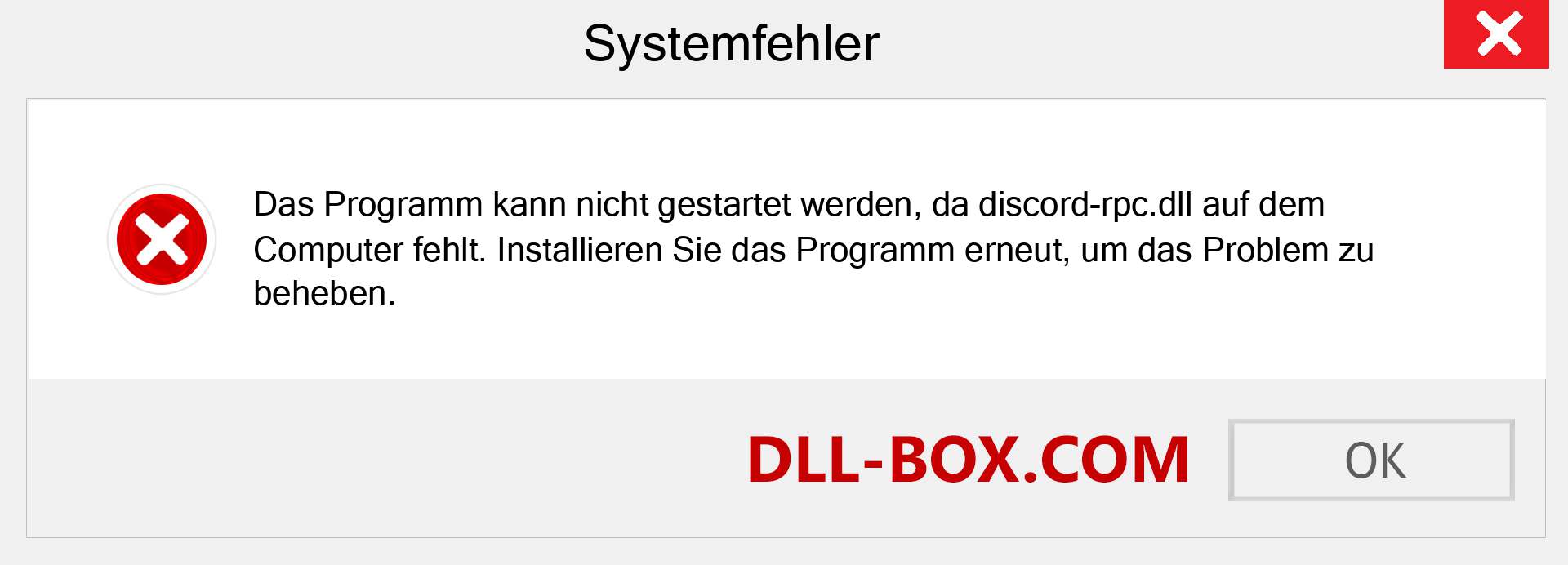 discord-rpc.dll-Datei fehlt?. Download für Windows 7, 8, 10 - Fix discord-rpc dll Missing Error unter Windows, Fotos, Bildern